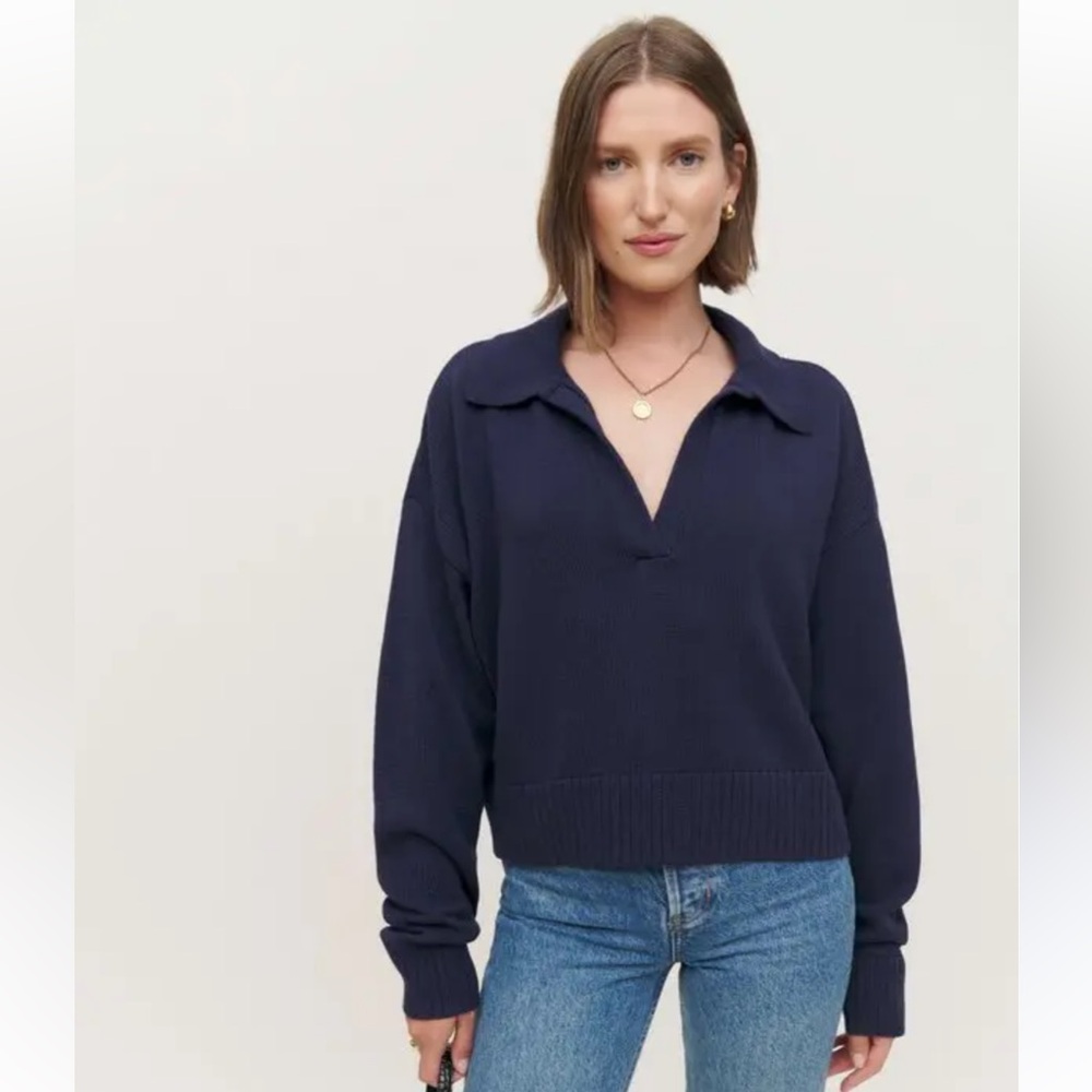 Reformation Francesco Cotton Polo Sweater
